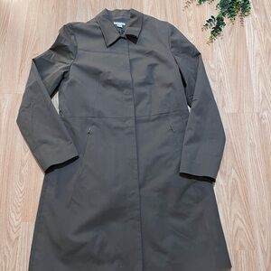 HALOGEN Women's Trench Coat Medium Career Snap Front Khaki Brown Long